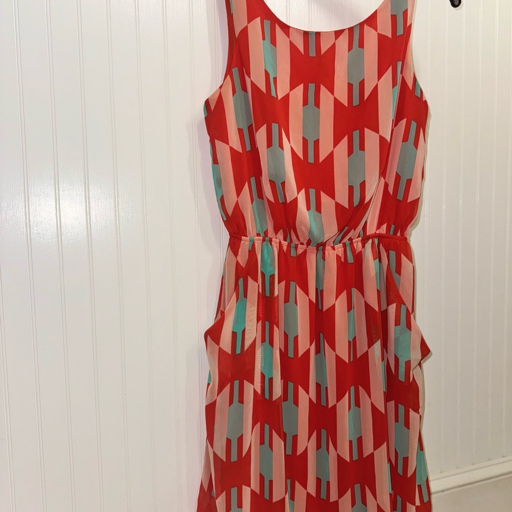 Stylish Orange Geometric Pattern Dress